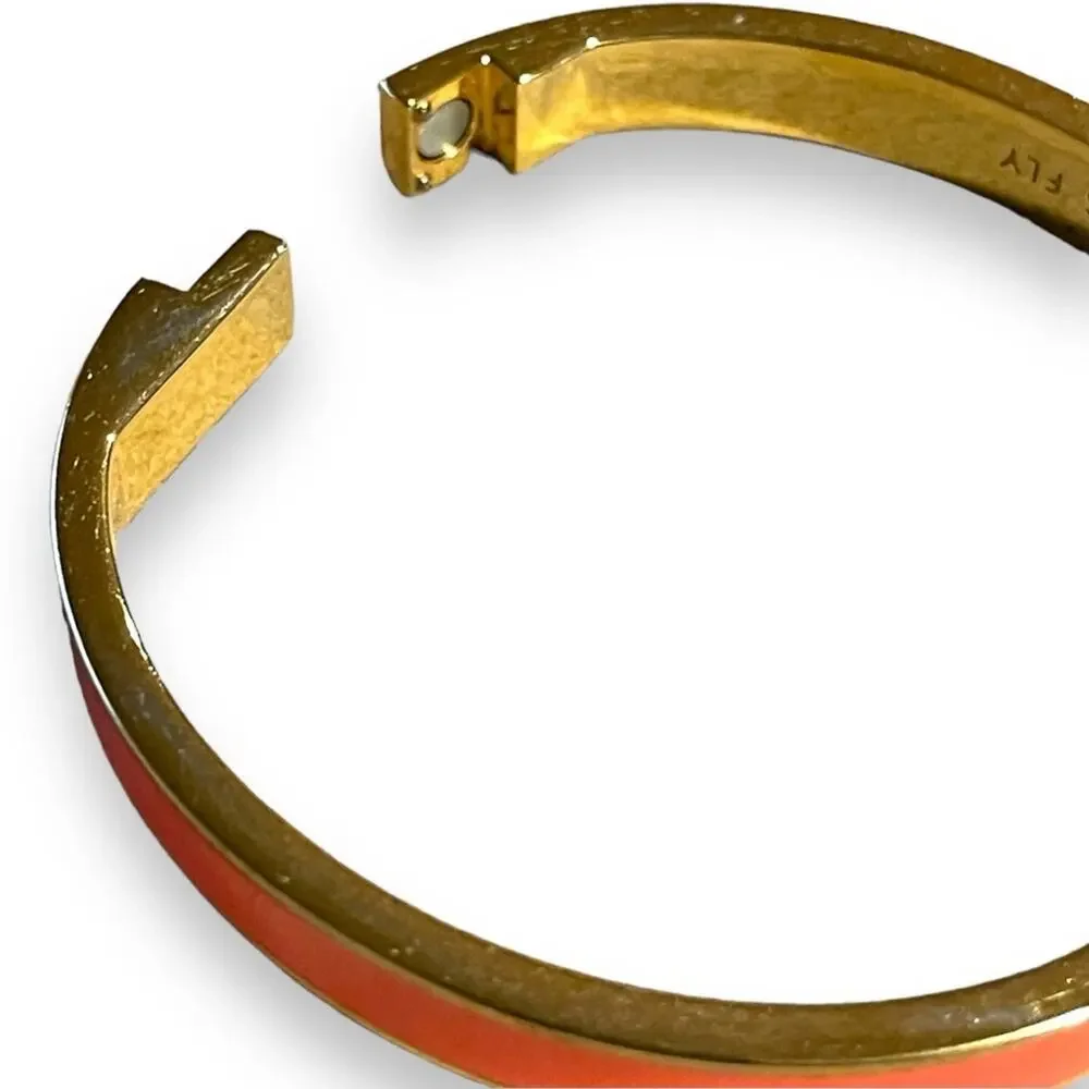 Kate Spade New York Sparks Fly Enamel Bangle Bracelet Coral Gold Tone - Picture 6 of 7